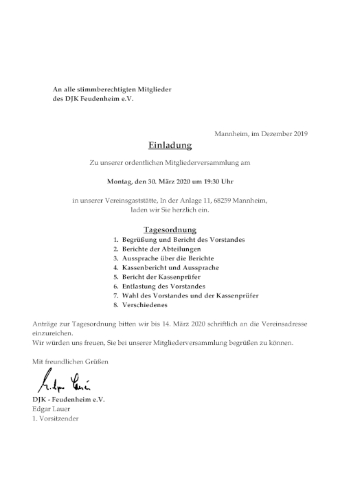 Mitgliederversammlung 2020